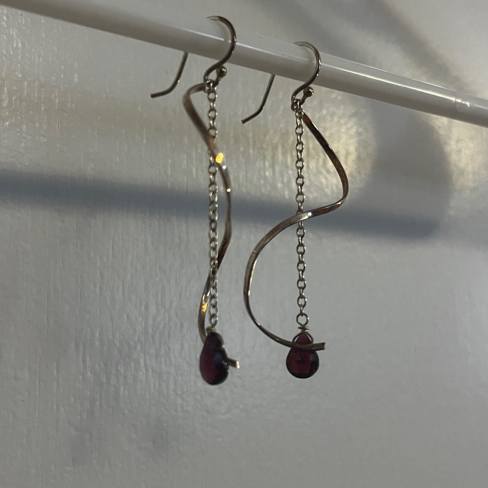 Elegant Gold and Red Dangle Earrings